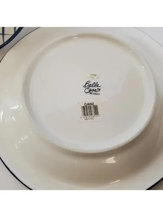 Rooster Dinner Plates Blue White Yellow Flower Spring 10 1/4" Bella Casa By Ganz - Picture 8 of 10